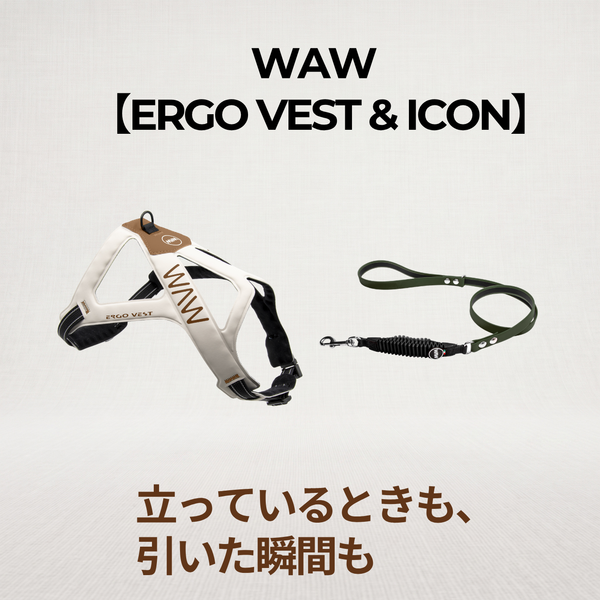 立っているときも、引いた瞬間も。【WAW ハーネス＋リード セット】