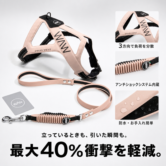 立っているときも、引いた瞬間も。【WAW ハーネス＋リード セット】